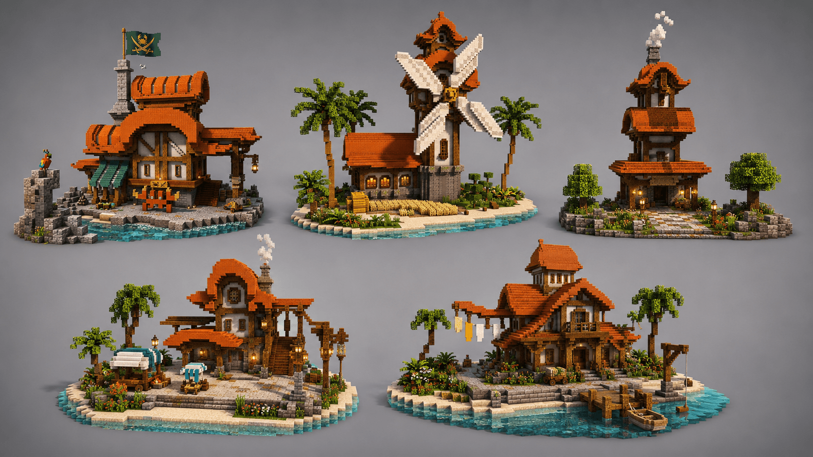 Bundle: 5 Pirate Houses - Minecraft Schematic