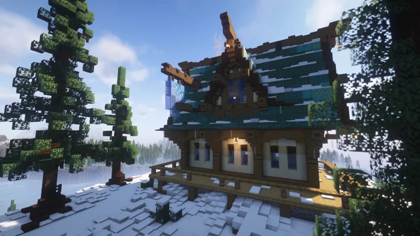 Snowy Medieval Fantasy House 3 - Minecraft Schematic