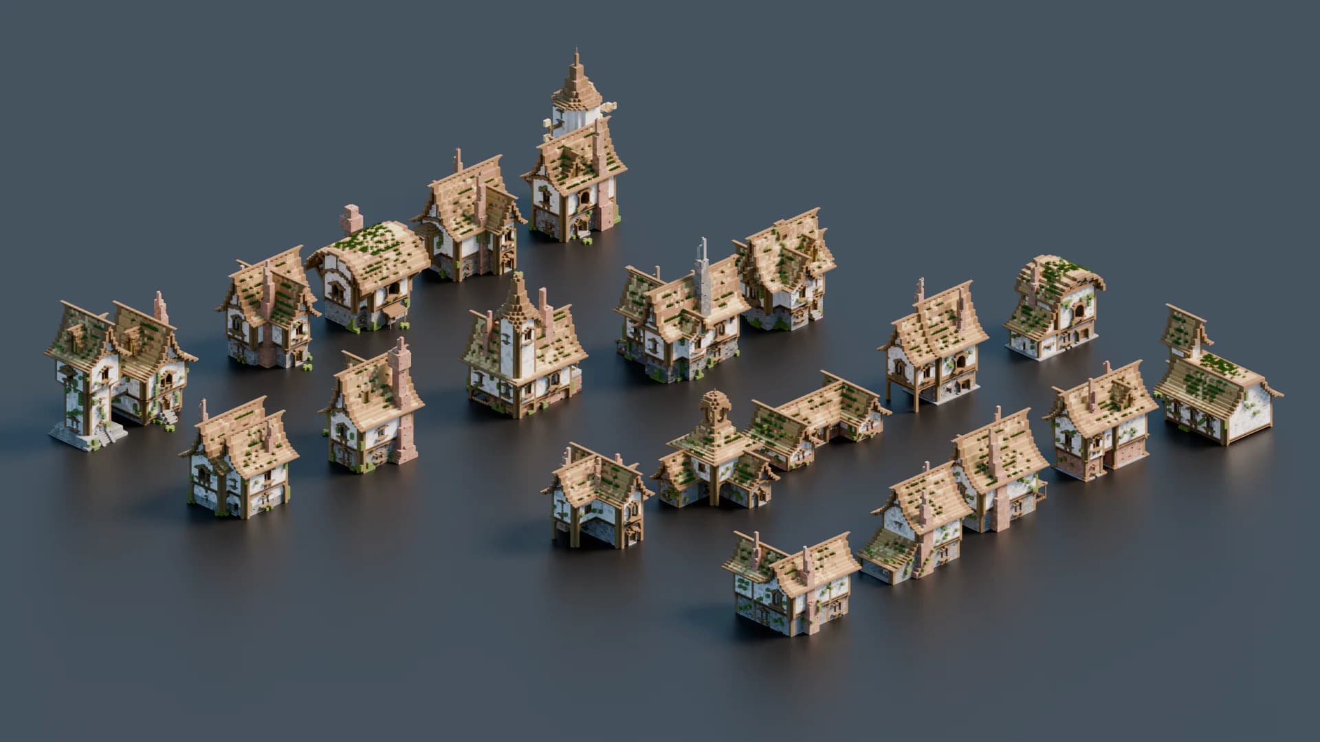 20 Medieval Houses - Collection Villager - Minecraft Schematic